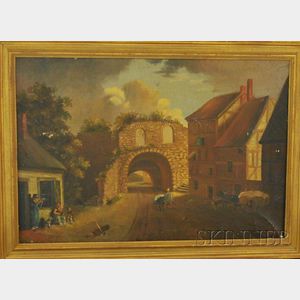 Framed 19th Century British School Oil on Canvas Village Scene