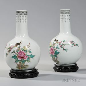 Pair of Enameled Porcelain Vases