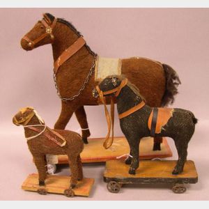 Three Pull-Toy Horses