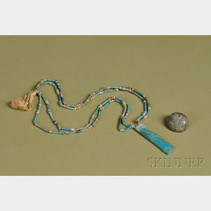 Antique Egyptian Blue Faience Necklace