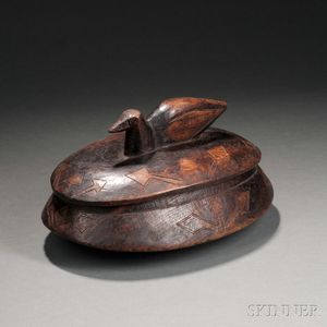 Lozi Carved Wood Lidded Bowl