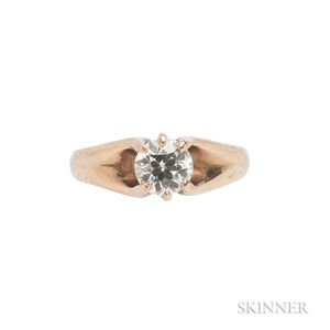 Antique 14kt Gold and Diamond Solitaire