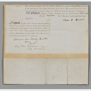 Darwin, Charles Robert (1809-1882) Partial Legal Document Signed, 27 November 1855.