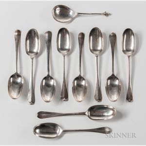 Ten Queen Anne/George I Britannia Standard Spoons