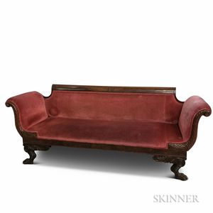 Classical Upholstered Carved Mahogany Sofa