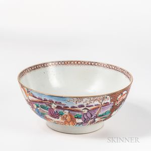Polychrome Decorated Export Porcelain Punch Bowl