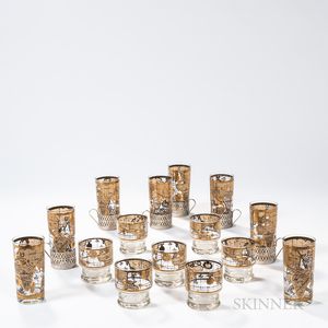 Set of Cera 18K Gold Leaf Drinking Glasses
