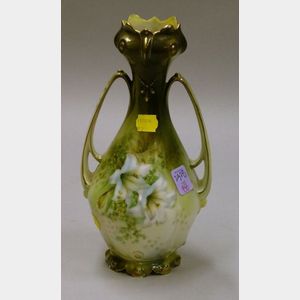 R.S. Prussia Lily Decorated Porcelain Vase.