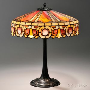 Mosaic Glass "French Renaissance" Table Lamp Attributed to Duffner & Kimberly