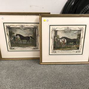 Pair of Framed Houston Hand-colored Equestrian Engravings