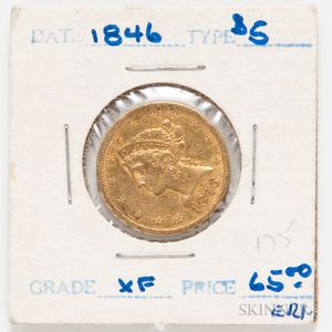 1846 $5 Liberty Head Half Eagle Gold Coin
