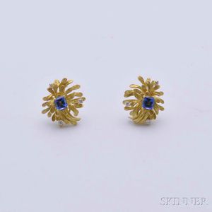 14kt Gold, Diamond, and Tanzanite Earrings