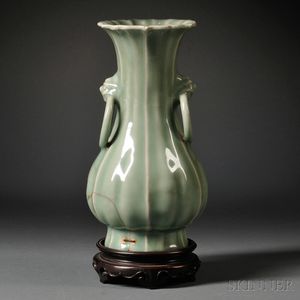 Celadon Ribbed Vase