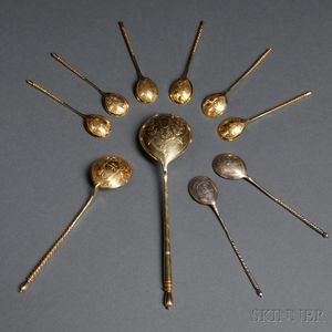 Ten Assorted Russian Silver Spoons