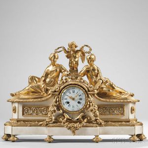 Alabaster and Gilt-bronze Shelf Clock