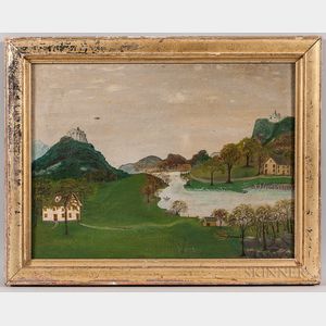 American School, 19th Century Folk Art Landscape