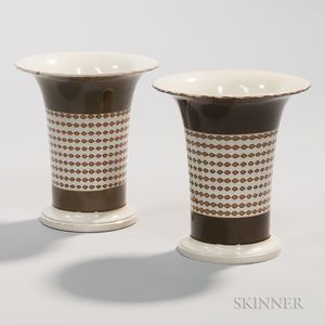 Pair of Creamware Spill Vases