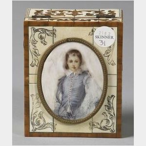 Ivory and Faux Tortoiseshell Inlaid Box with Portrait Miniature