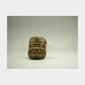 Japanese Miniature Gilt Copper Mask.