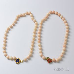 Two Angelskin Coral Bead Necklaces