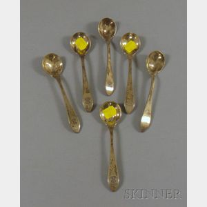 Set of Six Tiffany Sterling Silver Cream Soupspoons