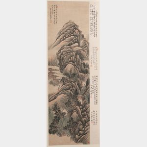 Hand Scroll Depicting a Mountainous Landscape