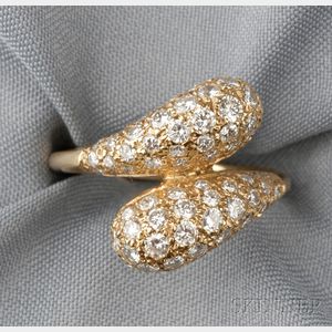 18kt Gold and Diamond Bypass Ring