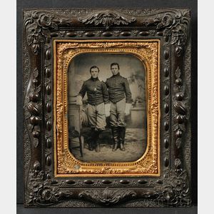 Quarter Plate Ambrotype Portrait of Two Standing Military Men