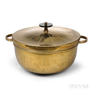 Tommi Parzinger (1903-1981) Lacquered Brass Chafing Dish for Dorlyn Silversmiths