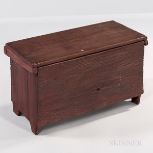 Small Red-painted Yellow Pine Blanket Box