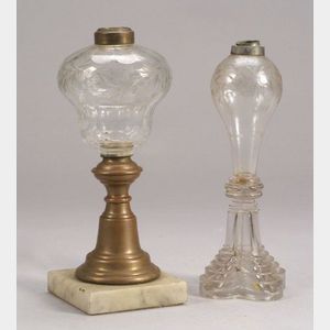 Two Colorless Cut Glass Fluid Lamps