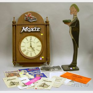 Moxie Plastic Advertising Wall Clock and a Group of Moxie Related Advertising, Collecting and Related Clippings...
