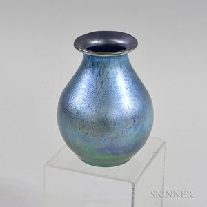 Aurene-style Blue Art Glass Vase