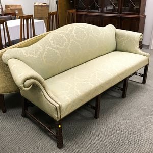 Chinese Chippendale-style Carved Mahogany Camel-back Sofa