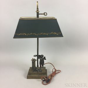 French Empire-style Gilt-bronze and Tole Table Lamp