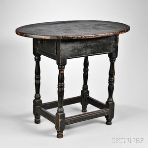 Black-painted Oval-top Tavern Table