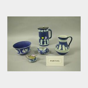 Seven Wedgwood Dark Blue Jasperware Items