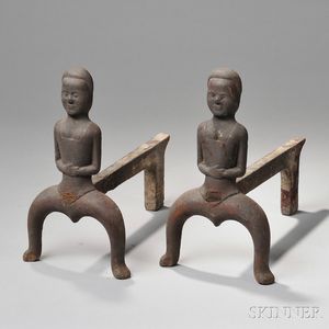 Pair of Cast Iron Female-form Figural Andirons