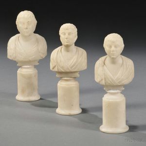 Three Grand Tour Alabaster Busts of Roman Emperors
