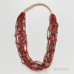 Contemporary Southwest Silver and Coral Necklace