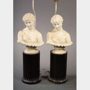Two Copeland Parian Busts of Clytie