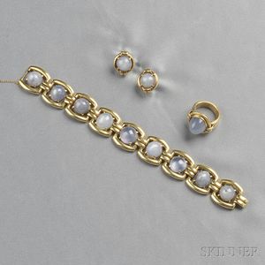 14kt Gold and Star Sapphire Bracelet and Ring, Raymond Yard