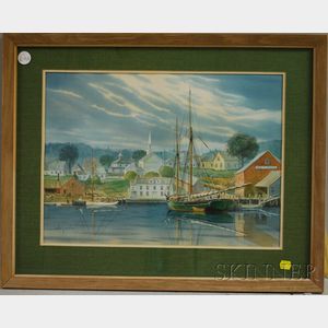 Earle G. Barlow (American, 20th Century) Possibly Boothbay Harbor, Maine