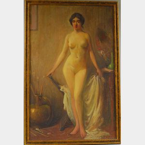 Herbert Cyrus Farnum (American, 1866-1925) Standing Nude in a Studio Interior.