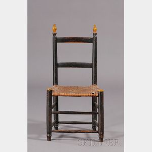 Black and Yellow-painted Slat-back Side Chair