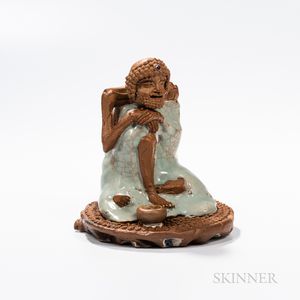 Yixing Clay Figure of a Hermit Luohan