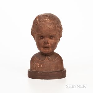 Terra-cotta Painted Plaster Head of a Young Girl