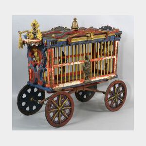 Carved and Painted Wooden Cole Brothers Small Animal Circus Wagon