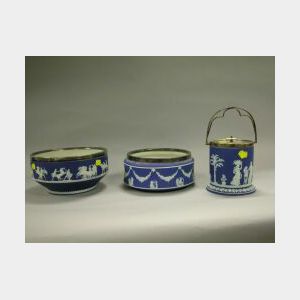 Six Wedgwood Dark Blue Jasperware Items