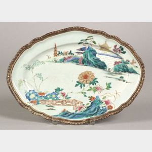 Chinese Export Polychrome Porcelain Shaped Platter